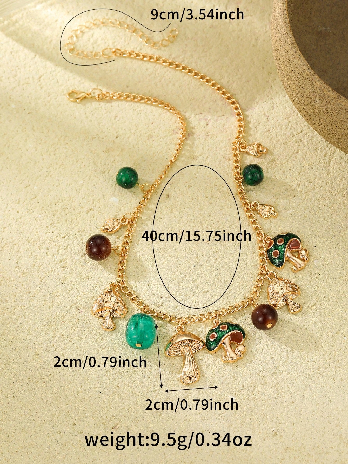 1pc Women's Bohemian Style Alloy Small Mushroom Pendant Chain Necklace