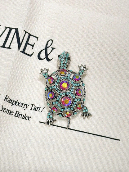 1pc Fashionable Luxury Rhinestone Turtle Brooch Pin Accessory, Zinc Alloy Material Dress Accessories Pin For Clothes Bag Charm School Office Accessories Shirts Jacket Jewelry Halloween Clothes Pin Funny Cute Teacher Gifts Halloween Accessories Teachers Day00
