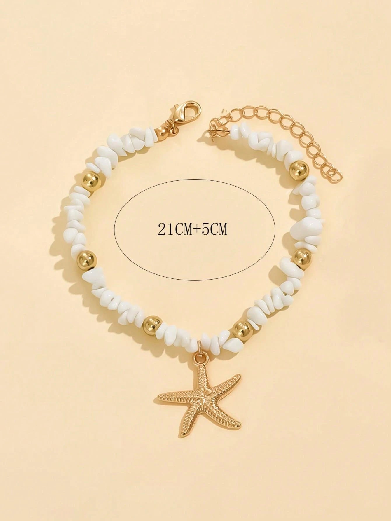1pc Beach Resort Style White Turquoise Anklet, Fashion Jewelry Suitable For Women's Daily And Vacation Wear. The Shape And Size Of The Natural Stone Fragments Are Random And Not Fixed, The Actual Received Item Shall Prevail.