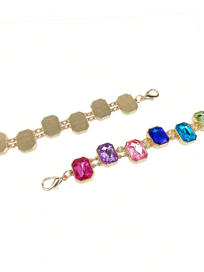 1pc Premium Colorful Crystal Studded Waist Chain Dress Accessory Summer, School Fall, Autumn, Halloween