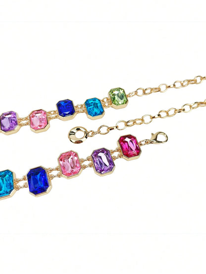 1pc Premium Colorful Crystal Studded Waist Chain Dress Accessory Summer, School Fall, Autumn, Halloween