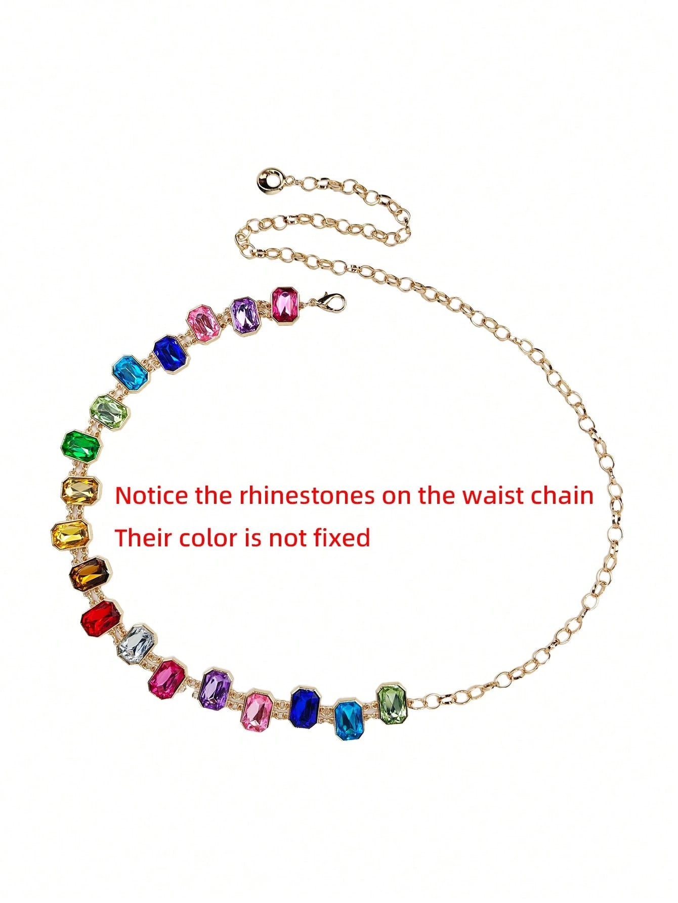 1pc Premium Colorful Crystal Studded Waist Chain Dress Accessory Summer, School Fall, Autumn, Halloween