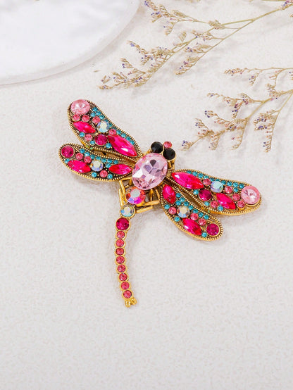 juran 1pc Elegant Purple Rhinestone Dragonfly Brooch