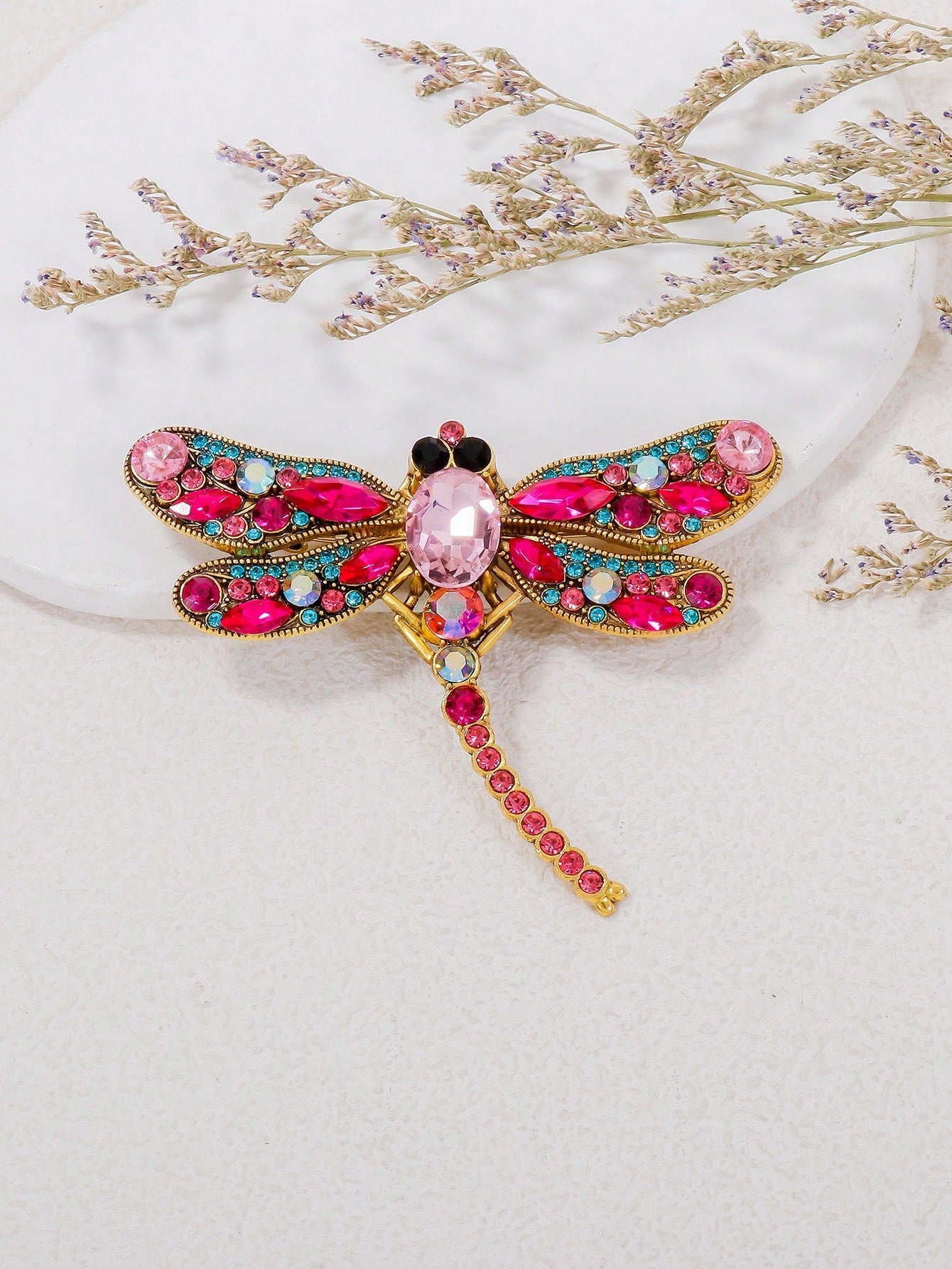 juran 1pc Elegant Purple Rhinestone Dragonfly Brooch