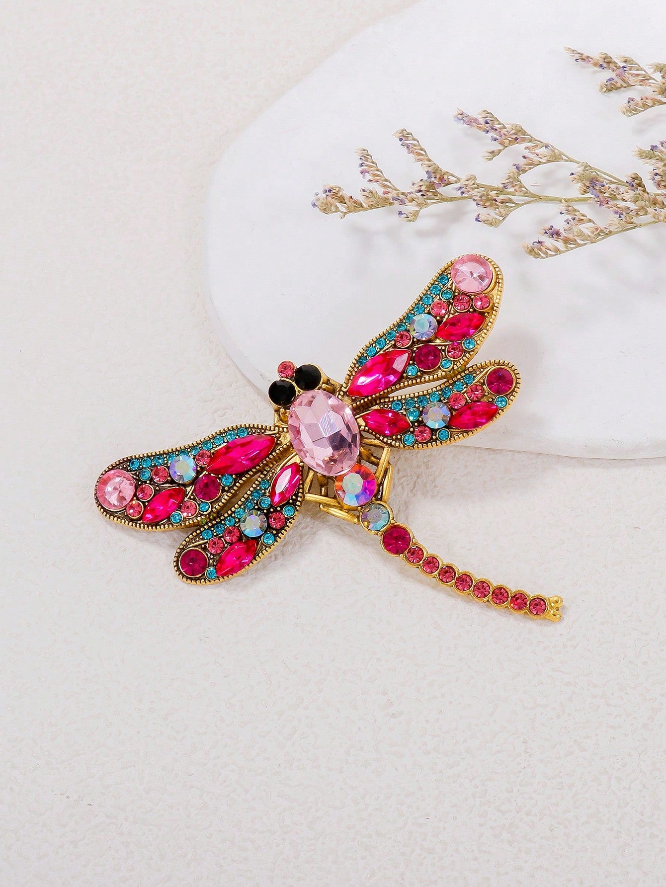 juran 1pc Elegant Purple Rhinestone Dragonfly Brooch