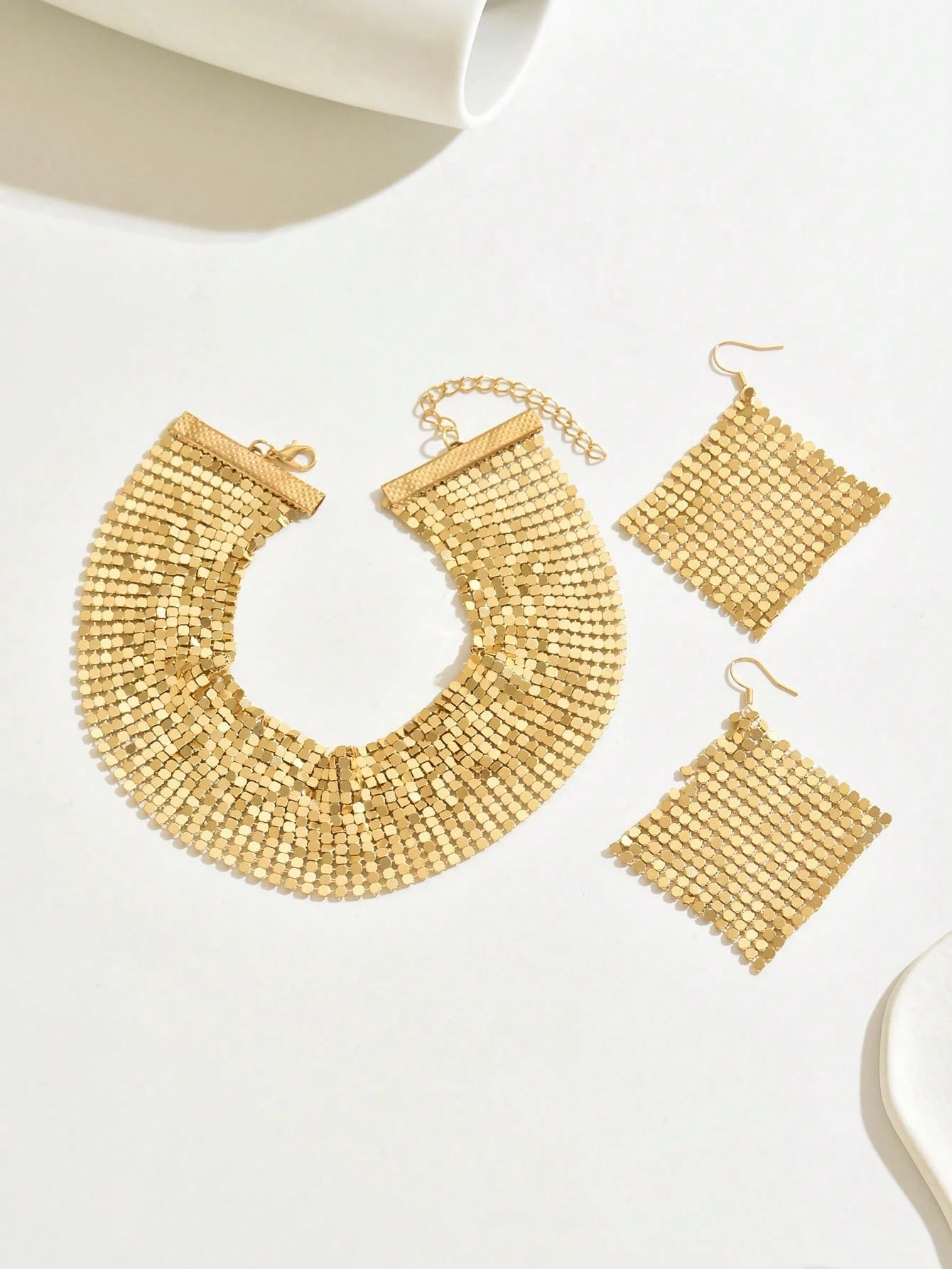 3pcs/Set Metallic Sequined Punk Style Sexy Outfit, Suitable For Party And Street Wear
