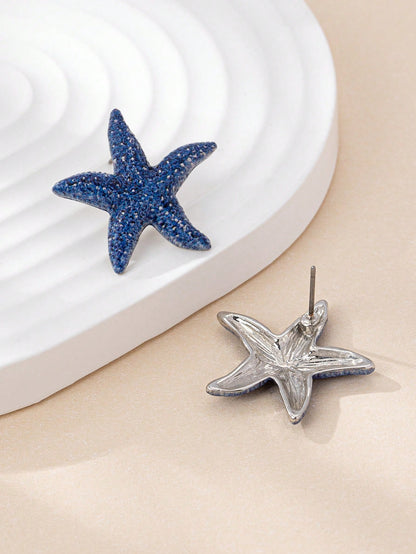 1 Pair Minimalist Starfish Design Earrings, Fashion Ocean Style Jewelry For Women