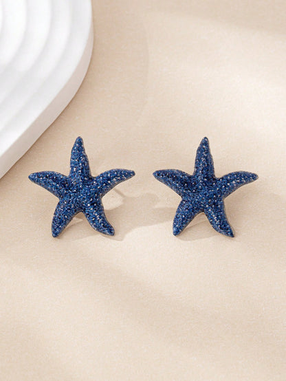 1 Pair Minimalist Starfish Design Earrings, Fashion Ocean Style Jewelry For Women