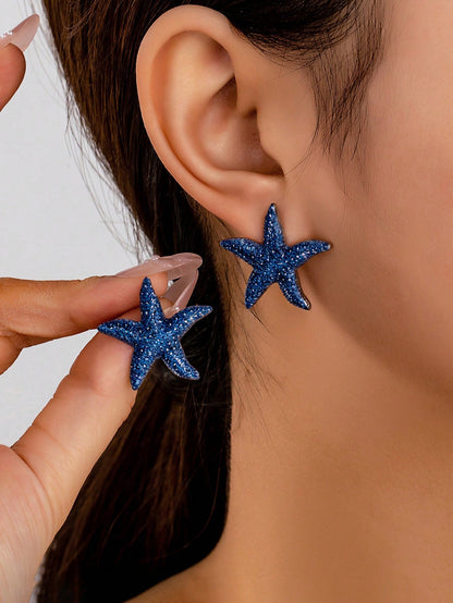 1 Pair Minimalist Starfish Design Earrings, Fashion Ocean Style Jewelry For Women