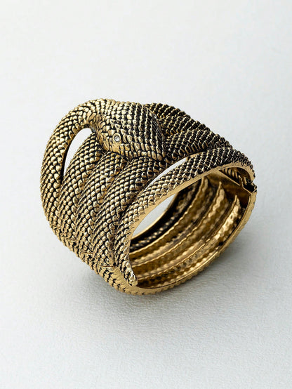 Vintage Golden Metal Snake Shaped Bangle Bracelet, European And American Style 2025 Scar Cover