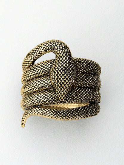 Vintage Golden Metal Snake Shaped Bangle Bracelet, European And American Style 2025 Scar Cover