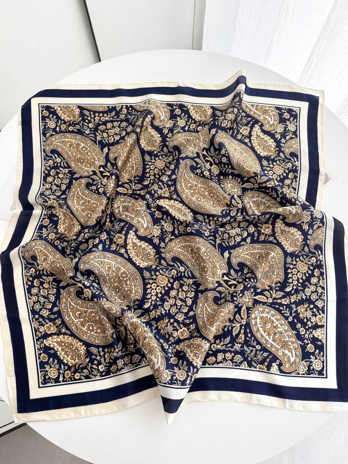 1pc Square Silk Scarf, Women's Satin Printed Headband, Neckerchief, Headwrap, Fashion Ladies Shawl, Scarf