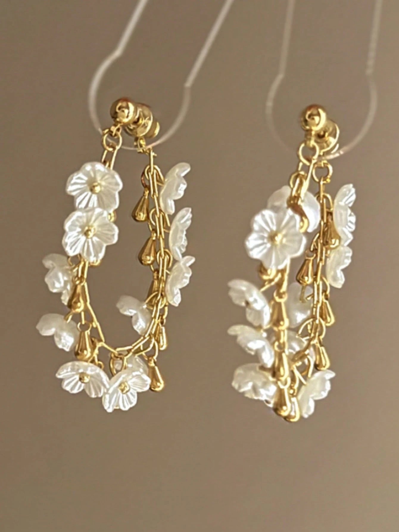 1 Pair Metal Chain Floral Long Tassel Earrings, Elegant & Fashionable Earrings For Women & Girls, Suitable For Travel, Wedding, Party, Birthday, Christmas Gift