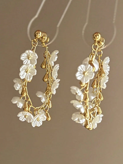 1 Pair Metal Chain Floral Long Tassel Earrings, Elegant & Fashionable Earrings For Women & Girls, Suitable For Travel, Wedding, Party, Birthday, Christmas Gift
