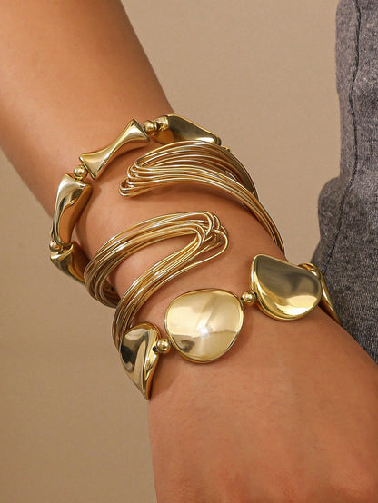 Set de 3 piezas de pulseras y brazaletes de diseño asimétrico único y elegante para mujer, adecuado para uso diario, regalo ideal para amigas en días festivos