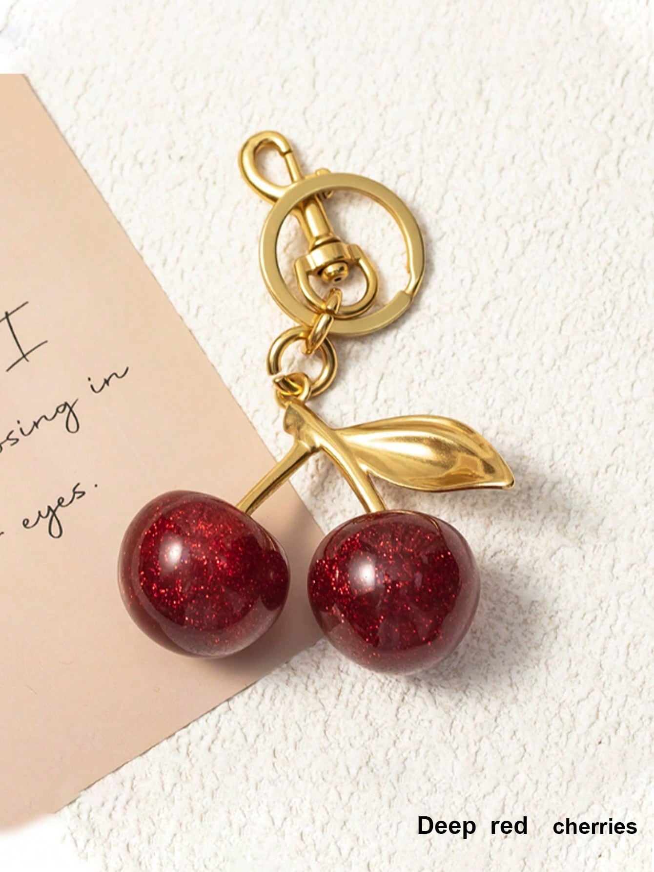 1pc New Fashion Crystal Cherry Pendant Metal Keychain, Suitable For Daily Wear, Can Be Used As Bag Accessory, Suitable As Gift For Family, Friends, Classmates, Couples, Birthday, Teachers, Valentine's Day Souvenir