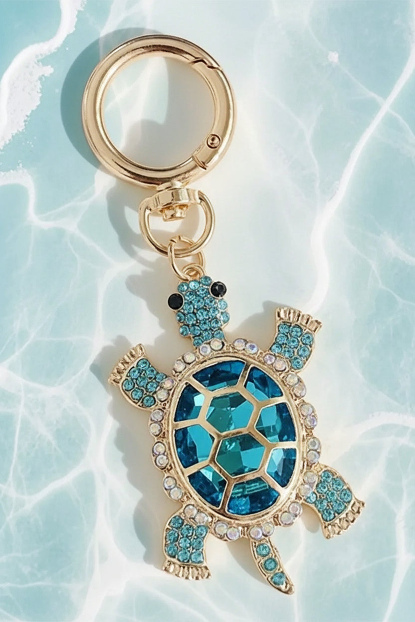 1pc Creative Cute Rhinestone Ocean Turtle Keychain, Alloy Crystal Animal Keyring, Heart-Shaped Faux Pearl Bag Charm, Exquisite Gift For Graduation, Back To School, Birthday Halloween Accessories Teachers Day Gifts For Mother, Father, Graduation, And Teacher