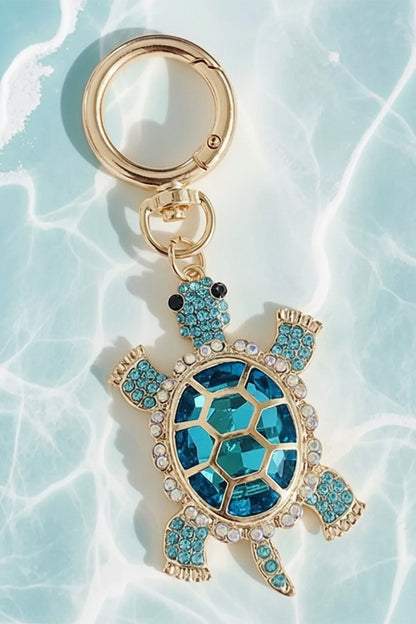 1pc Creative Cute Rhinestone Ocean Turtle Keychain, Alloy Crystal Animal Keyring, Heart-Shaped Faux Pearl Bag Charm, Exquisite Gift For Graduation, Back To School, Birthday Halloween Accessories Teachers Day Gifts For Mother, Father, Graduation, And Teacher
