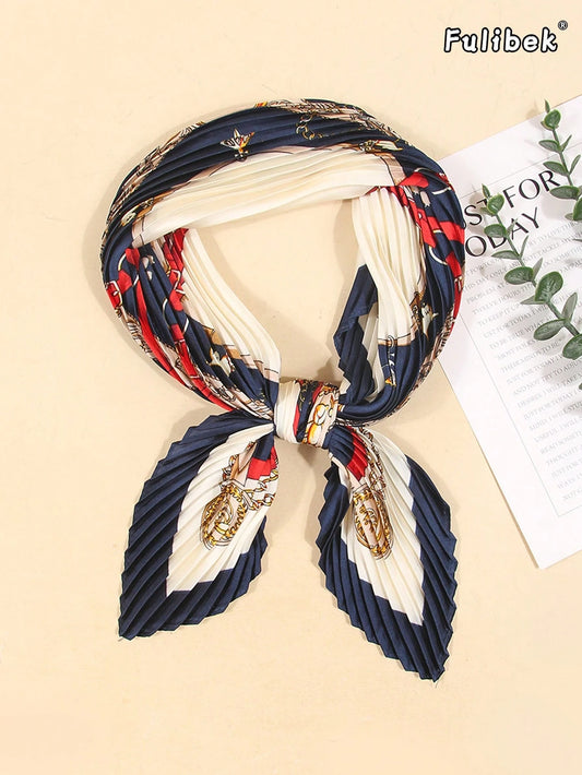 1pc Women's Spring New Bandana Crinkle Print Scarf Neck Wrap Headband Multipurpose Tie Band, Suitable For Daily Use For Dress