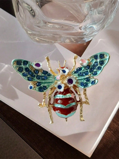 1pc Exquisite Bee Brooch With Rhinestone Decor, Women's Lapel Pin, Elegant Jewelry Accessory