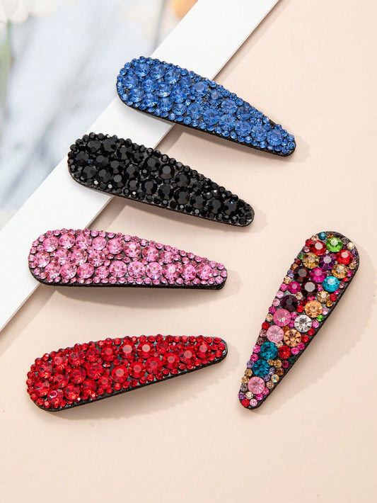 5pcs Elegant High-End Rhinestone Hair Clips, Suitable For Daily, Party, And Photography, Hair Slide, Hair Barrettes, Hair Accessories, Head Accessories, Hairpin,Summer,Holiday,Travel,Festival,Birthday