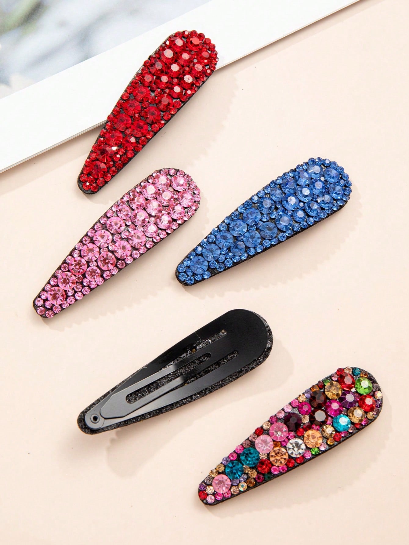 5pcs Elegant High-End Rhinestone Hair Clips, Suitable For Daily, Party, And Photography, Hair Slide, Hair Barrettes, Hair Accessories, Head Accessories, Hairpin,Summer,Holiday,Travel,Festival,Birthday