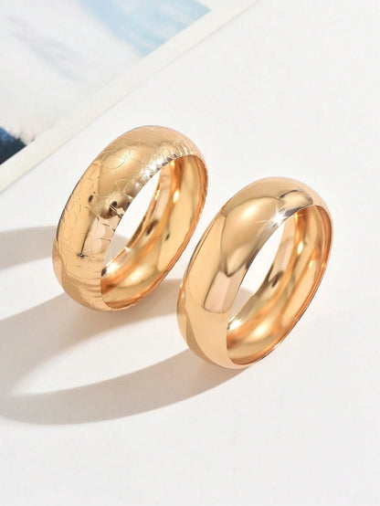 2pcs/Set European And American Fashion Jewelry, Including Geometric Bracelet And Exaggerated Metal Snake Stripe Bracelet, Suitable For Women's Daily Outings, Parties And Gatherings