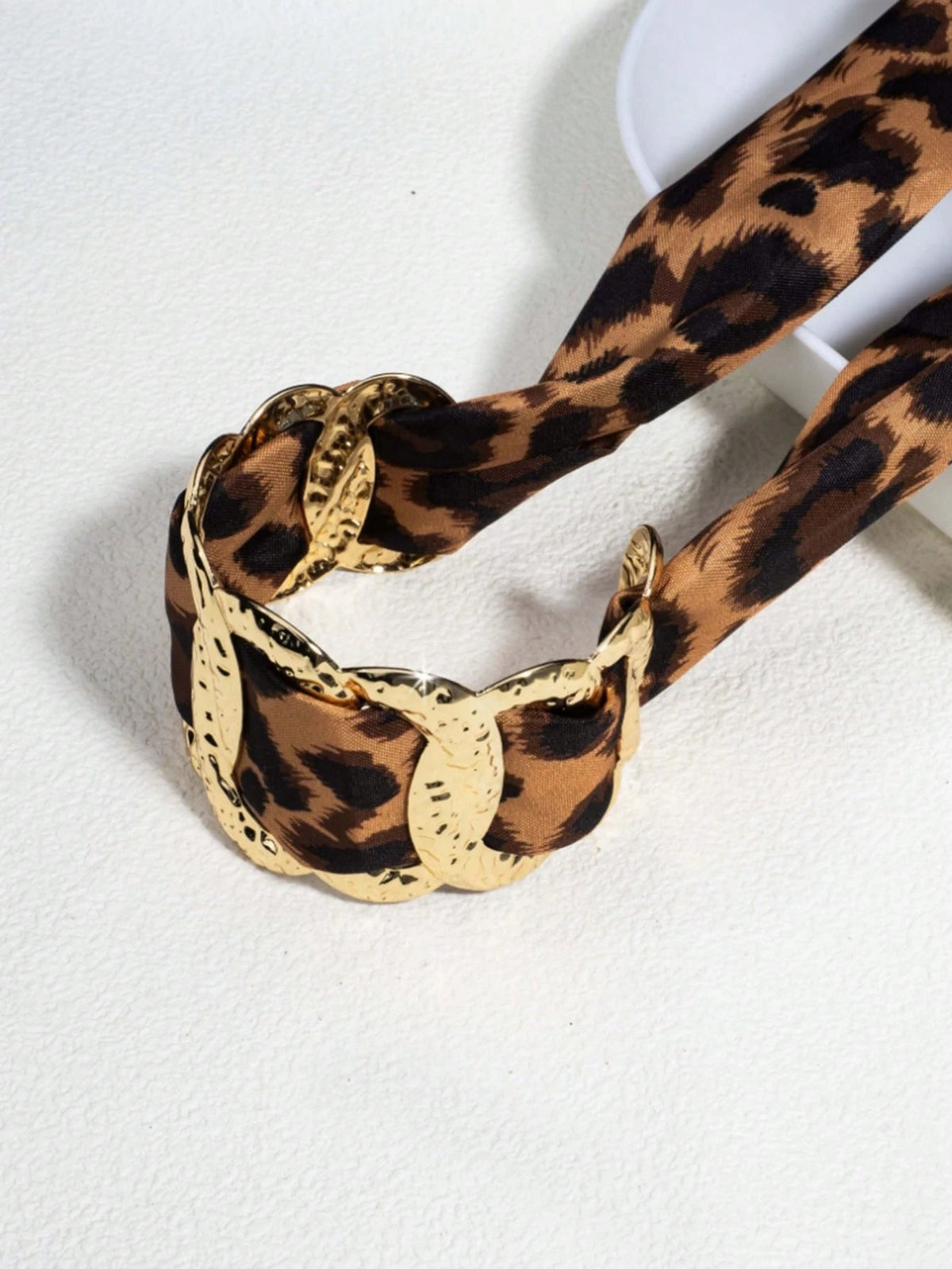 1 pieza Brazalete de mujer con estampado de leopardo y flecos, estilo retro metálico de moda, adecuado para uso diario, fiesta y accesorios de vacaciones