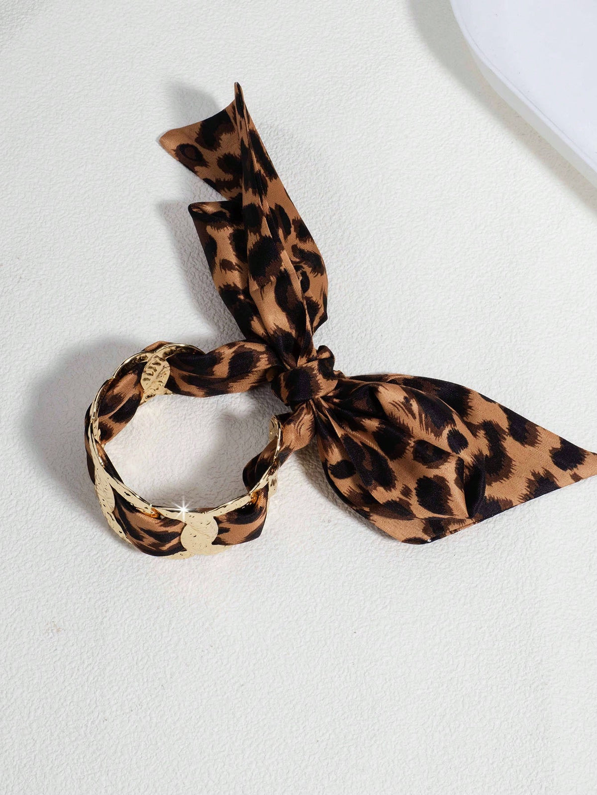 1 pieza Brazalete de mujer con estampado de leopardo y flecos, estilo retro metálico de moda, adecuado para uso diario, fiesta y accesorios de vacaciones