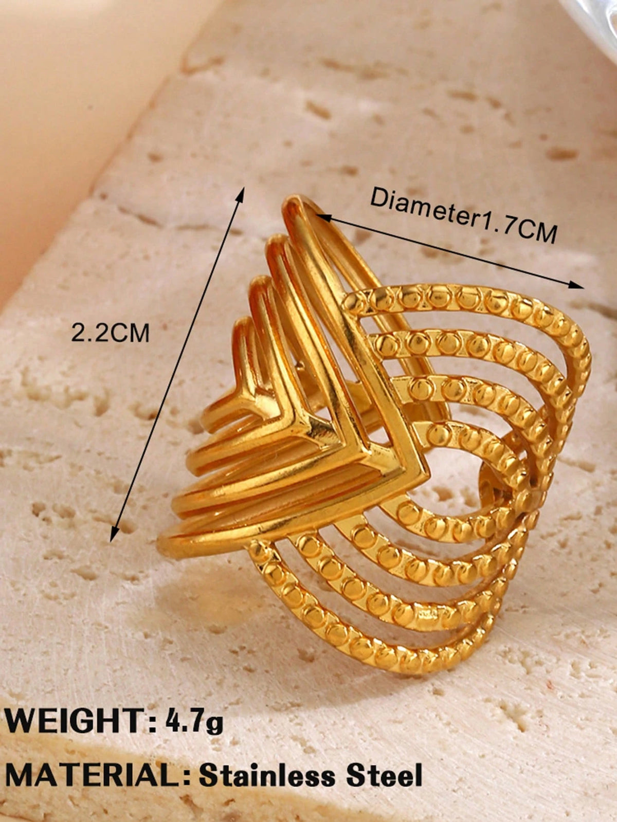 4pcs Fashion Stainless Steel 18K Gold Plated Old Money Style Geometric Star Line Ring Set Suitable For Women's Daily Wear