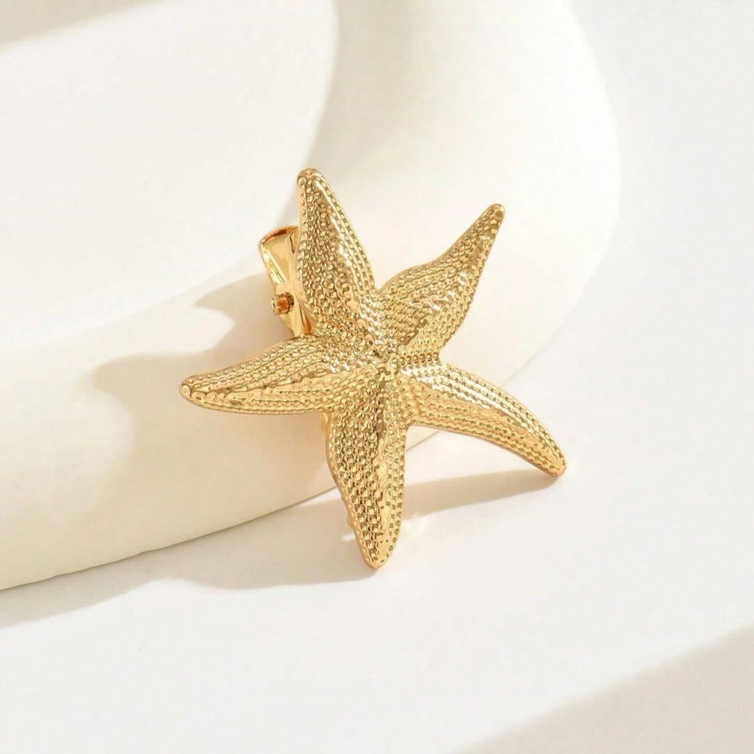 Gold Starfish & Seashell Hair Clips, Metal Mermaid Conch Alligator Clip, Summer Beach Hair Accessories For Women Girls, Wedding & Party Headpiece