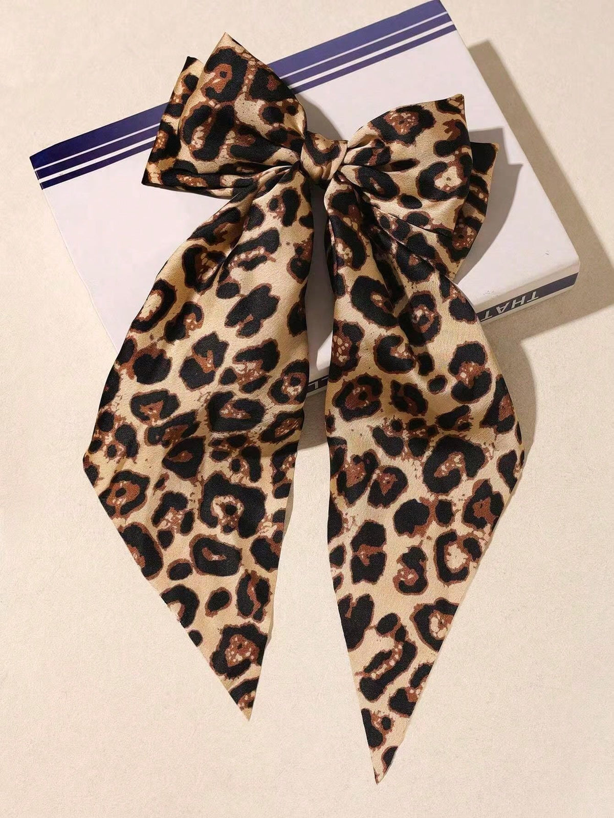 1pc Oversized Leopard Print Bow Hair Clip For Women, Extra Large French Barrette With Long Tail, Retro Cheetah Animal Print Ribbon Bow Hair Accessory For Ponytail, Hair Accessories For Women, Head Accessories, Hairpin