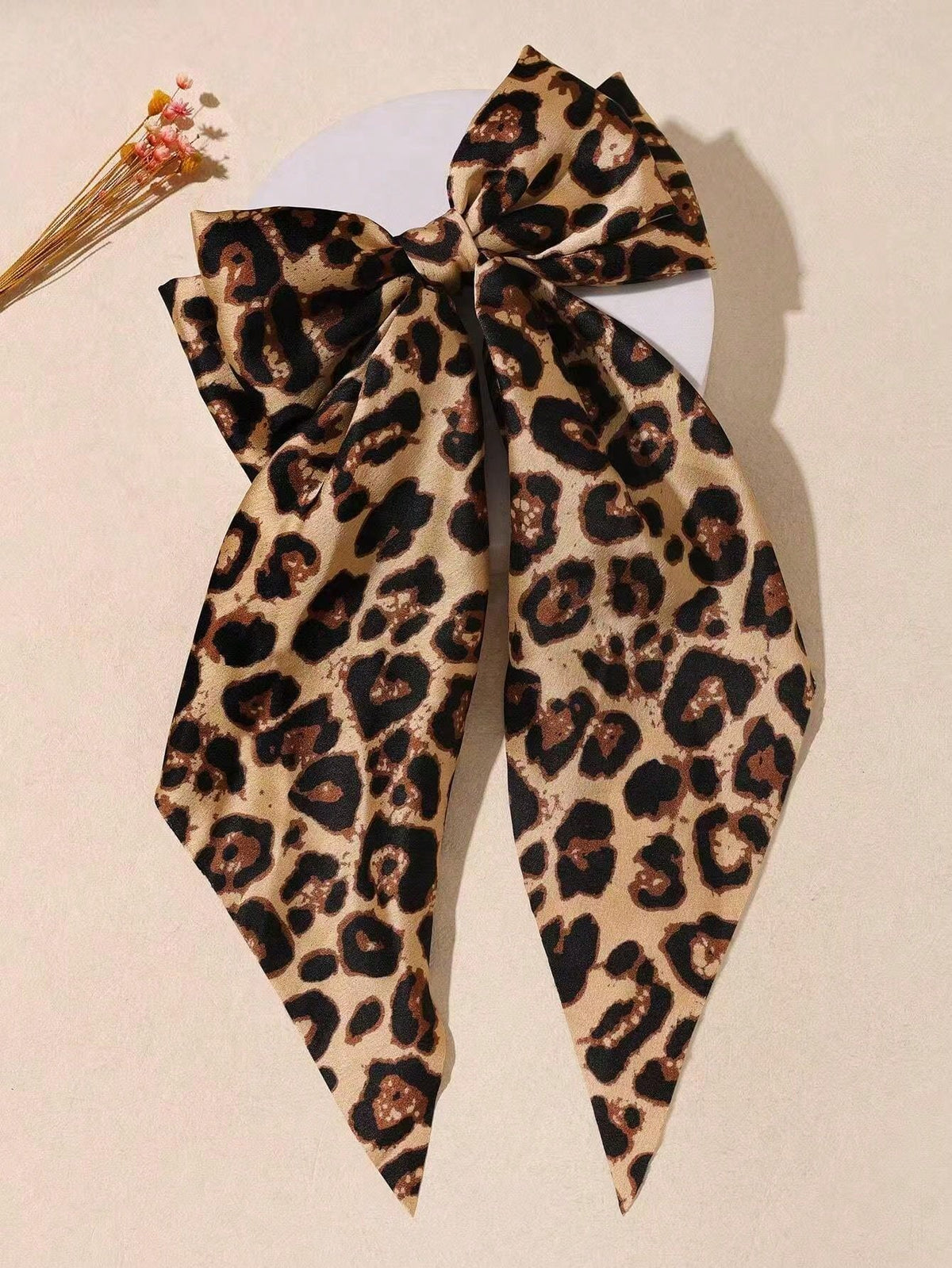 1pc Oversized Leopard Print Bow Hair Clip For Women, Extra Large French Barrette With Long Tail, Retro Cheetah Animal Print Ribbon Bow Hair Accessory For Ponytail, Hair Accessories For Women, Head Accessories, Hairpin