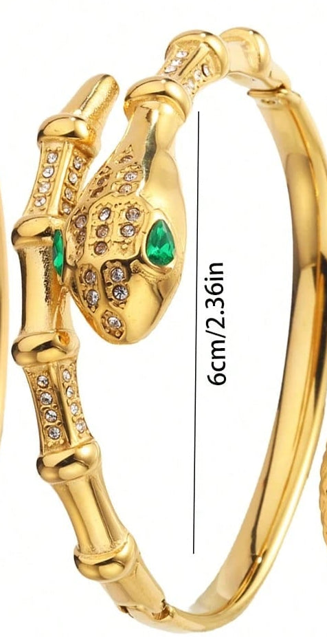 3/1golden Stainless Steel Bracelet,Inspired By The Snake-Shaped Aesthetic And Combines Modern Sharpness.Can Stand Out Whether For Work Or Socializing
