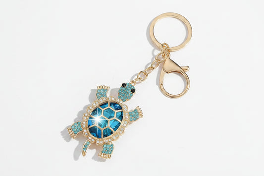 1pc Creative Cute Rhinestone Ocean Turtle Keychain, Alloy Crystal Animal Keyring, Heart-Shaped Faux Pearl Bag Charm, Exquisite Gift For Graduation, Back To School, Birthday Halloween Accessories Teachers Day Gifts For Mother, Father, Graduation, And Teacher