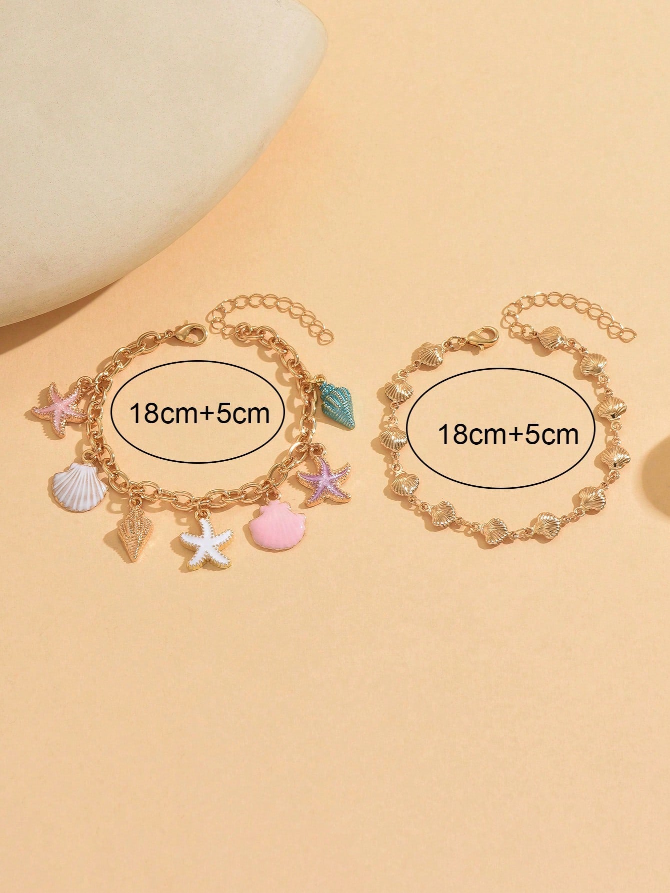 2pcs/Set Unique Drip Glaze Starfish Pendant Bracelet Set, Fashionable Minimalist Gold Shell Chain Layered Bracelet, Suitable For Daily Wear And Party Occasions