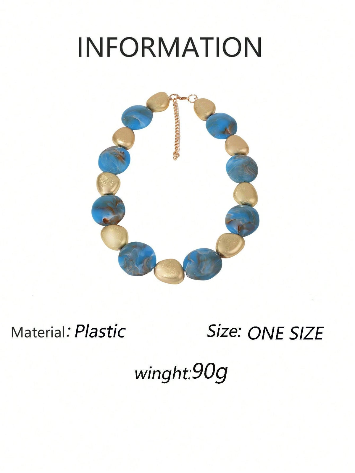 Retro Unique Geometric Blue Beaded Necklace & Earrings Jewelry Set