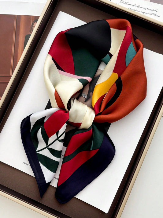 1pc Women's Sun Protection Multi-Functional Paisley Print Silk Satin Square Scarf Headband Bandana, Suitable For Beach Travel And Daily Wear