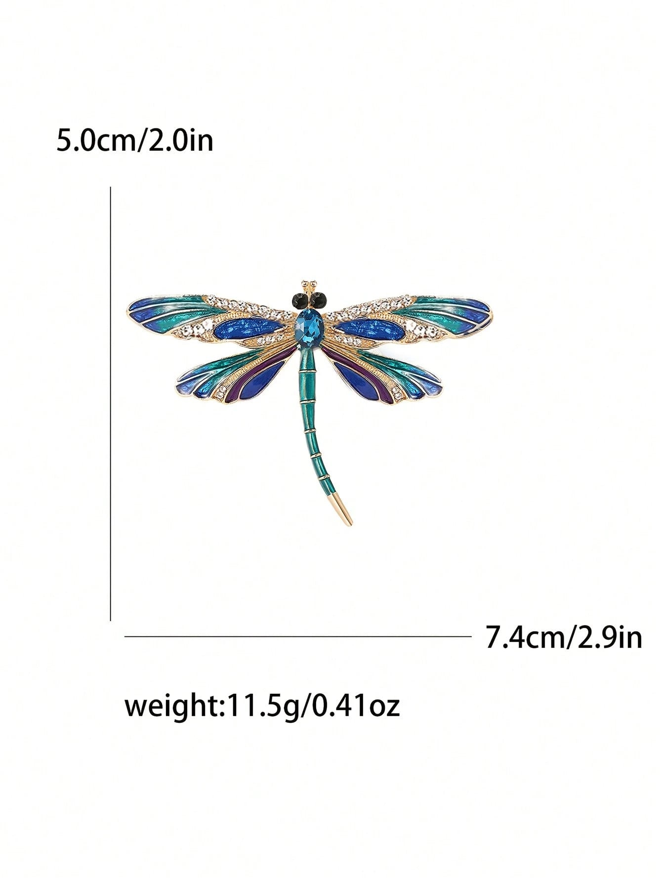 1/2pcs Women's Party/Mother's Day Insect Crystal Enamel Dragonfly Brooch, Vintage Elegant Blue