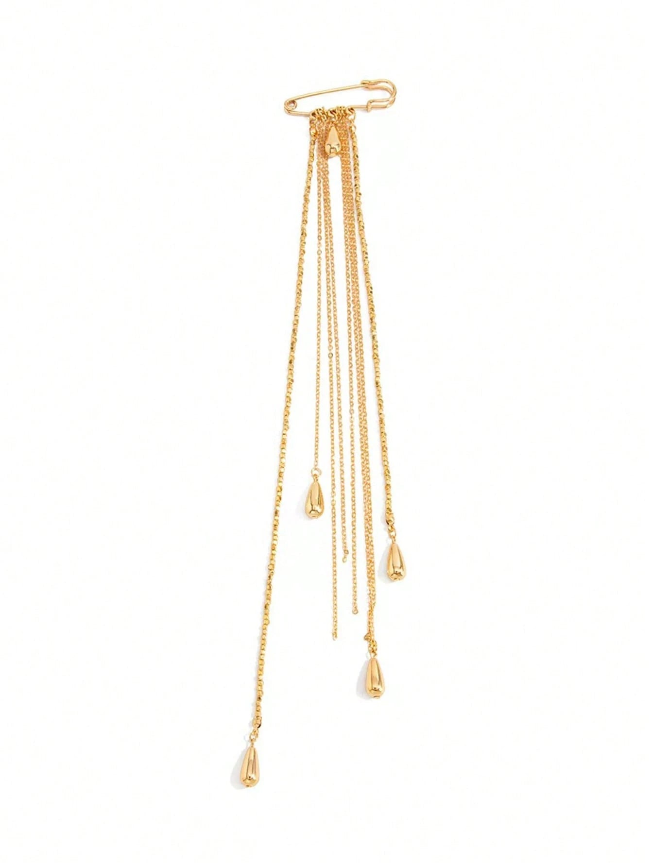 1pc Women's Modest Brooch, Suit Lapel Pin, INS Style Teardrop Tassel Pearl Chain Pendant, Unique Niche Birthday Gift