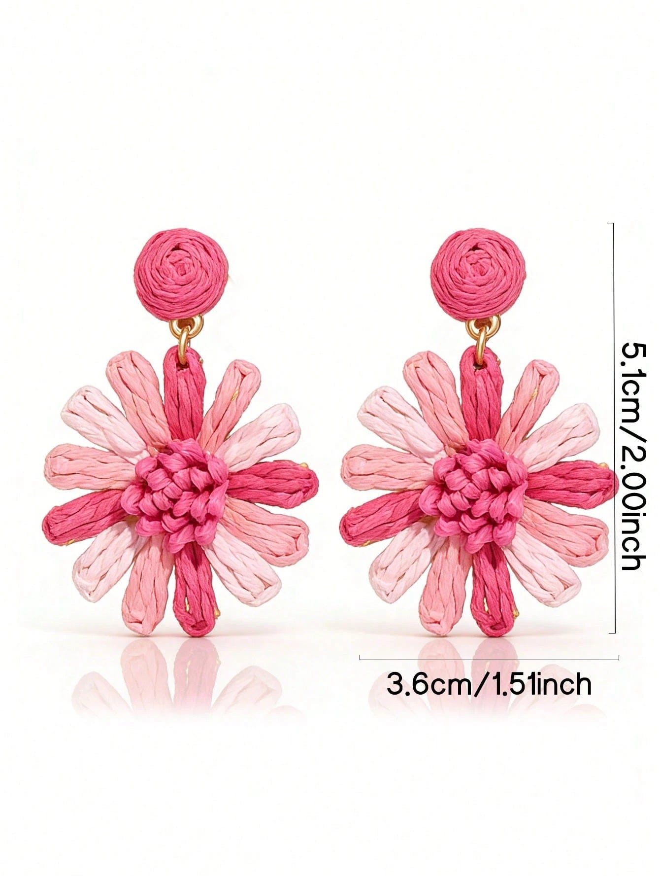 1 Pair Romantic Summer Vacation Style Fuchsia Sunflower Tassel Earrings, Handmade Woven Daisy Flower Earrings, Suitable For Women's Daily, Vacation, Party Wear (Handmade Weaving Style Random)