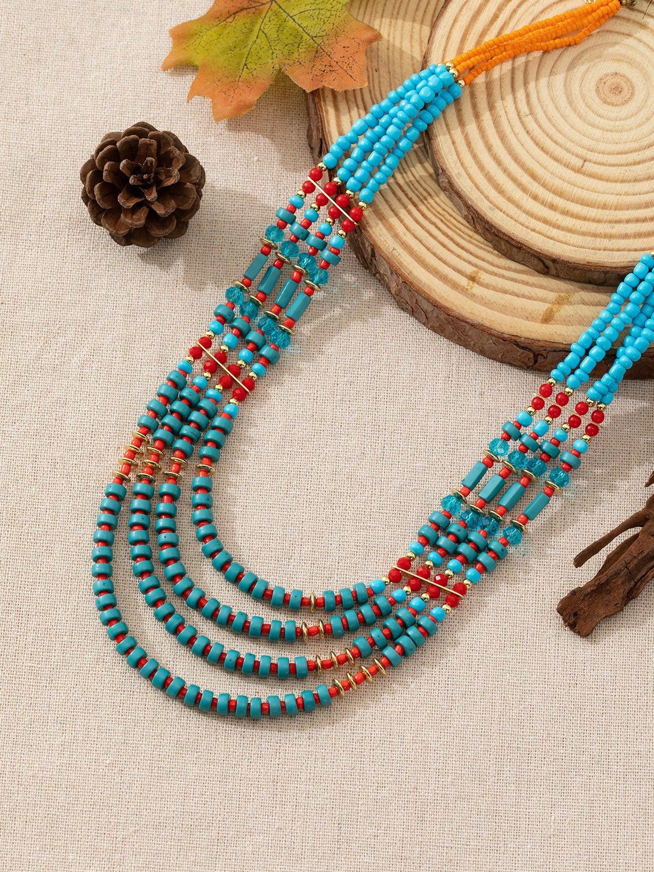 1pc Boho Multi-Layer Beaded Necklace For Women - Colorful Vacation Jewelry, Perfect Summer Gift