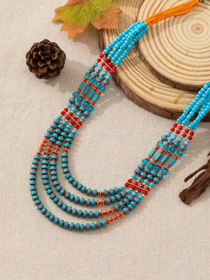 1pc Boho Multi-Layer Beaded Necklace For Women - Colorful Vacation Jewelry, Perfect Summer Gift