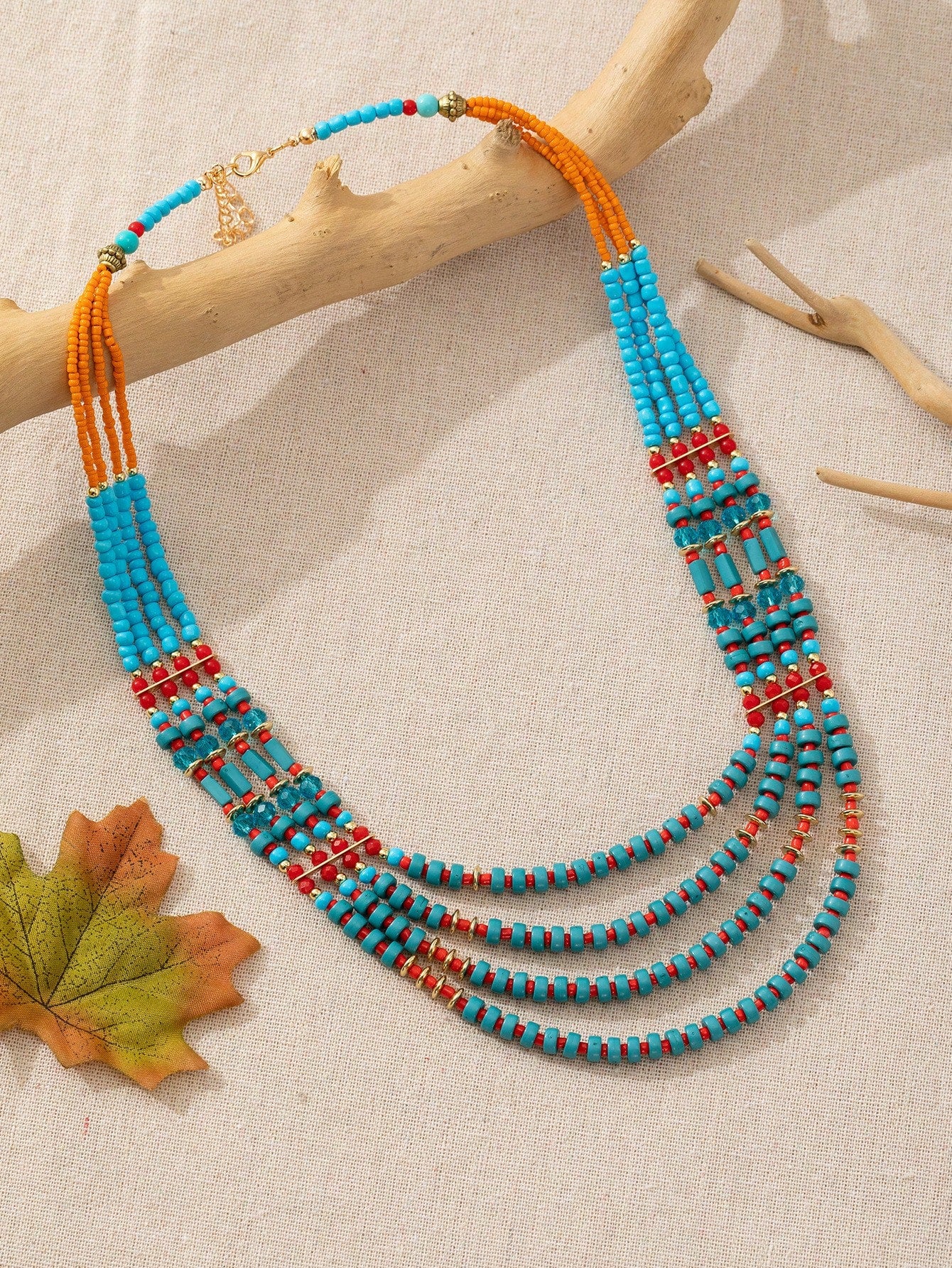 1pc Boho Multi-Layer Beaded Necklace For Women - Colorful Vacation Jewelry, Perfect Summer Gift
