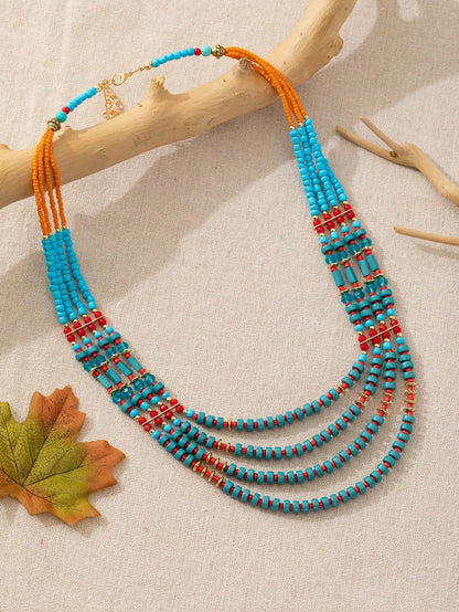 1pc Boho Multi-Layer Beaded Necklace For Women - Colorful Vacation Jewelry, Perfect Summer Gift
