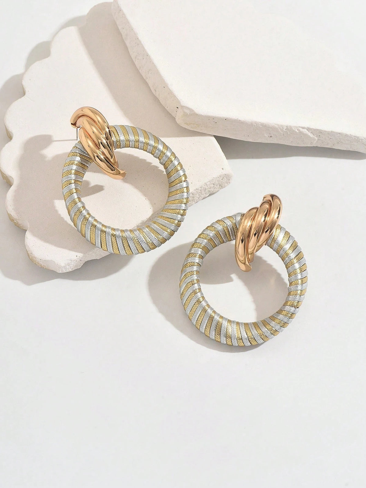 New Arrival PU Wrapped Hoop Earrings For Women, Boho Statement Earrings, Hypoallergenic Gold Plated Drop Earrings, Fashion Jewelry Gift For Her