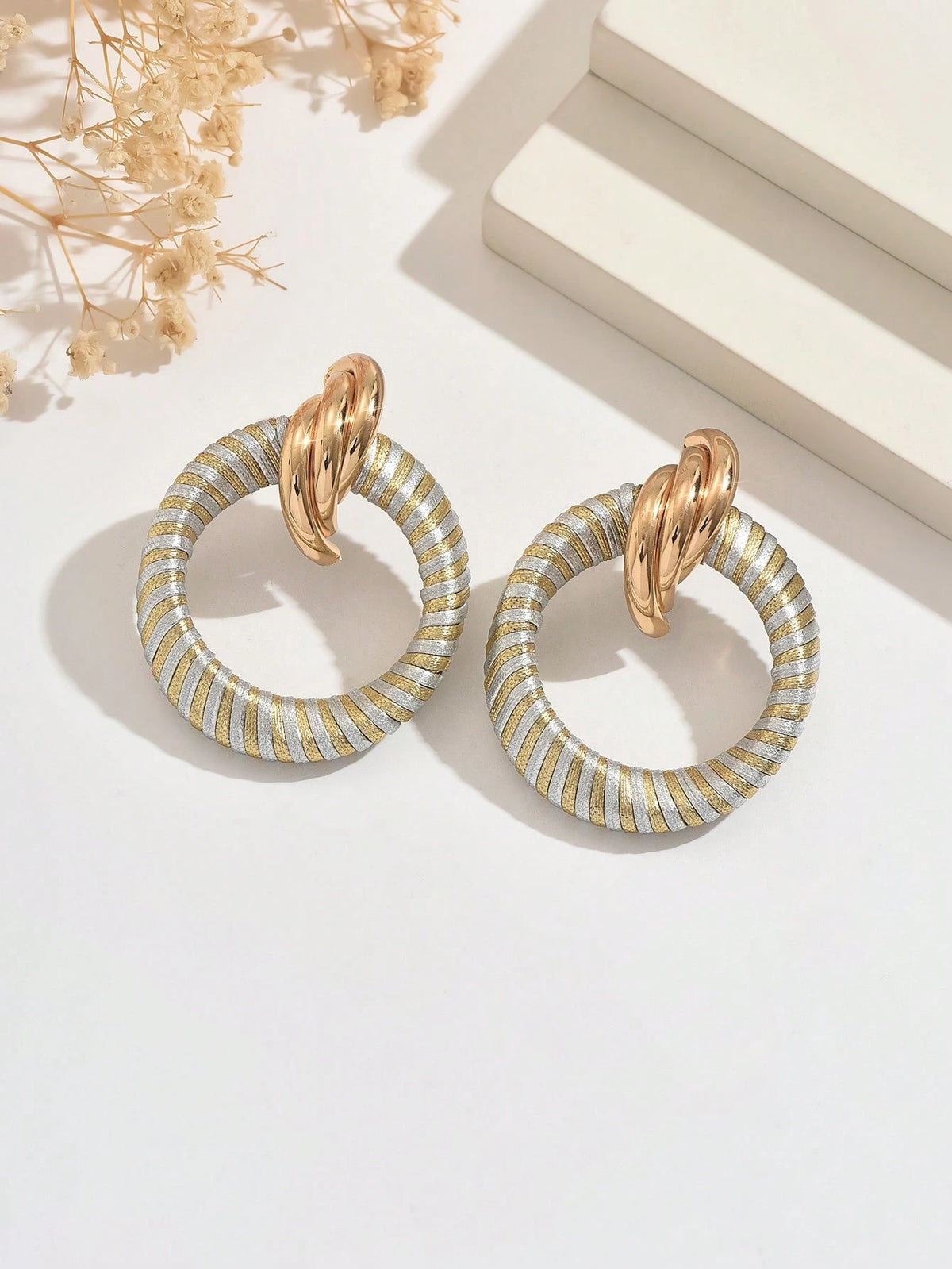 New Arrival PU Wrapped Hoop Earrings For Women, Boho Statement Earrings, Hypoallergenic Gold Plated Drop Earrings, Fashion Jewelry Gift For Her