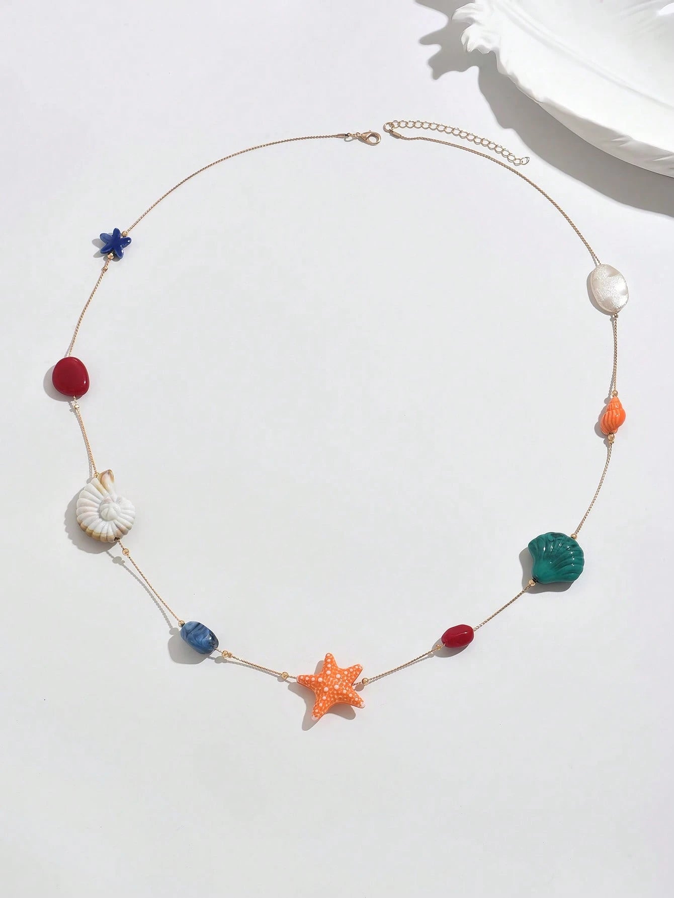 1pc Fashionable European And American Bohemian Style Seashell, Starfish, Baroque Faux Pearl Resin Multi-Element DIY Gold Chain Multilayer Pendant Necklace. New Added Large Seashell & Starfish Single Layer Long Necklace. Elegant Jewelry For Women's Summer Beach Vacation, Suitable For Daily Wear, Suitable For Gifts On Holidays, Parties, Gatherings. Resin Colors Are Artificial And Unique For Each Piece.
