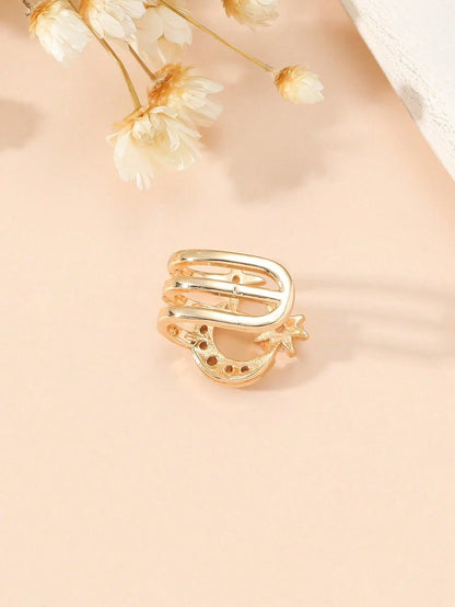 1pc Fashionable Versatile No-Piercing Moon & Star Design Nose Clip, Suitable For Women's Daily, Party And Event Wear