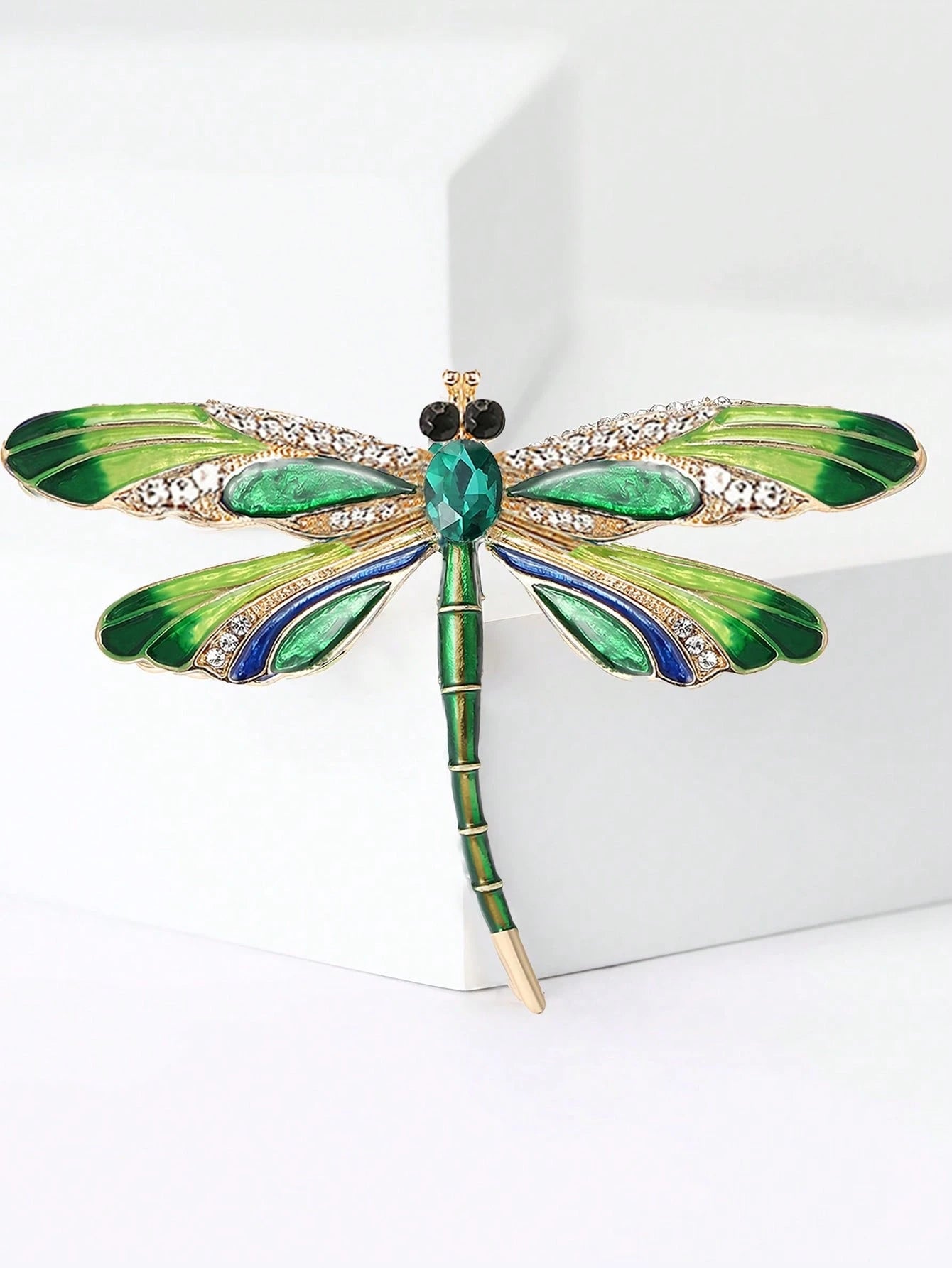 1/2pcs Women's Party/Mother's Day Insect Crystal Enamel Dragonfly Brooch, Vintage Elegant Blue